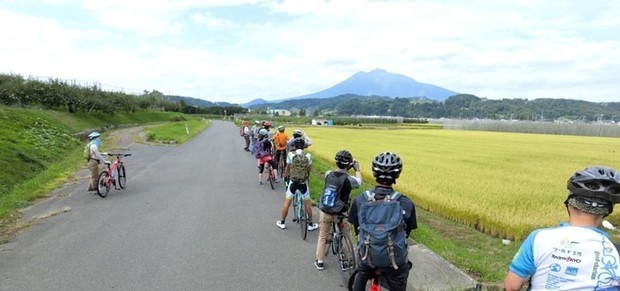 稲穂と岩木山