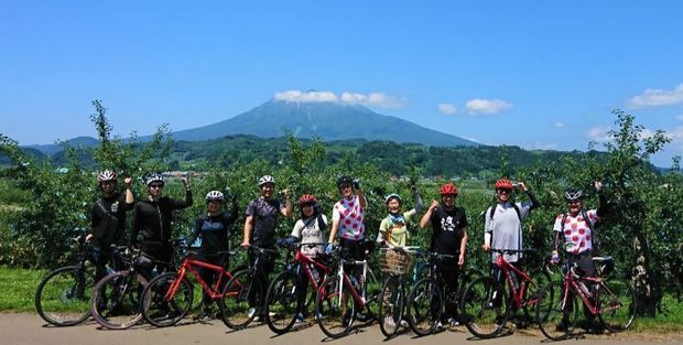 夏の岩木山とりんご園